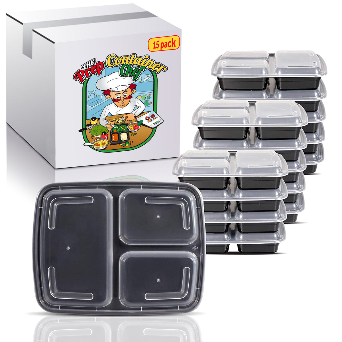 3 Compartment Meal Prep Containers, Bento Box. Reusable 32oz Food, Sto
